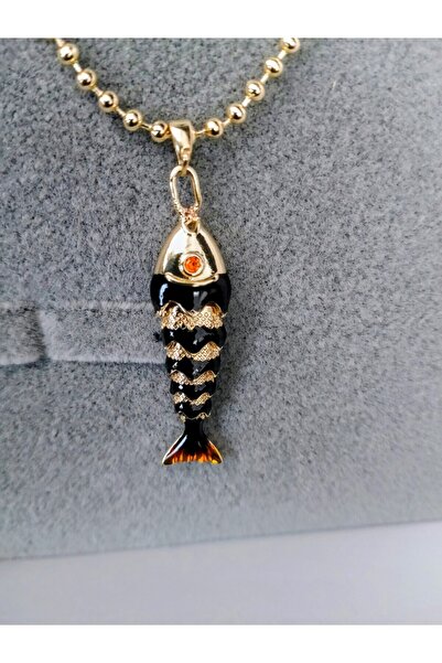 Enjoy Vip Chain Necklace with Gold Colored Moving Fish Figure Elegant and Unconventional Design