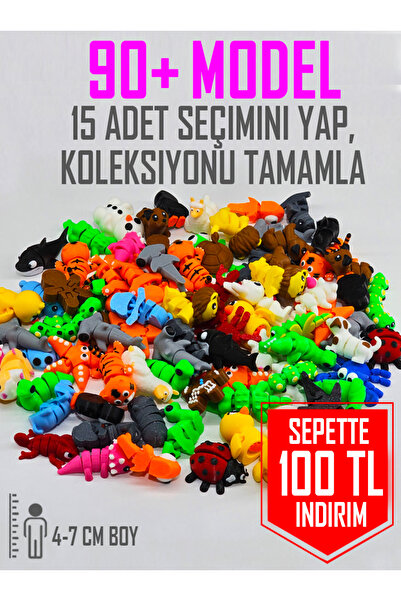 Suelo Butik KENDİN SEÇ! 15 Adet Eklemleri Hareketli, Organik, Eğitici Hayvan Oyuncak Seti Miniş Bücürler 4-7 Cm