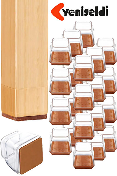 Yenigeldi 24 bucăți de suporturi pentru scaune pătrate (T:3,3cm L:3,3cm) din silicon transparent cu capac subțire