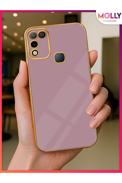 Molly Technology İnfinix Hot 10 Play İçin Lila Kenarları Gold Detaylı Lüks Si...