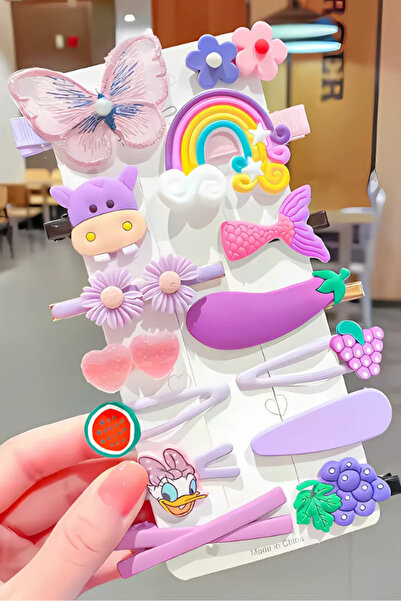 GUCSO 14 bucăți agrafe de păr colorate violet pentru copii - Gucso cu accesorii de păr pentru fete drăguțe