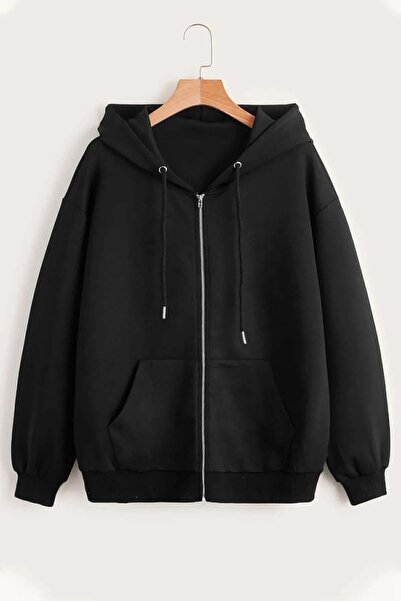 Trend Sizde Unisex černá mikina s kapucí na zip
