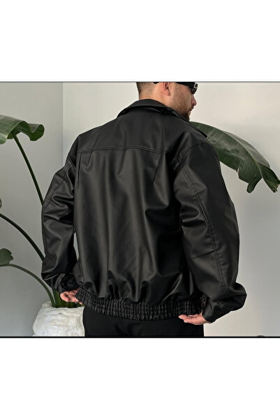 ATKGİYİM Mont 🧥 Deri Salaş Oversize Ceket – Altı Lastikli Trend Model