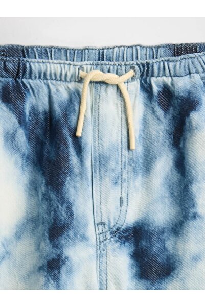 GAP Kız Çocuk Mavi Kids UltraSoft Denim Tie-Dye Kolay Baggy Pantolon