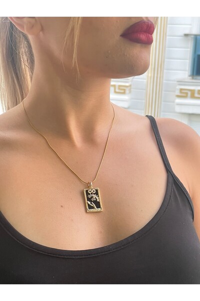 Bascom Steel قلادة من الفولاذ الأسود مع تفاصيل التارو (ضمان لمدة عامين)