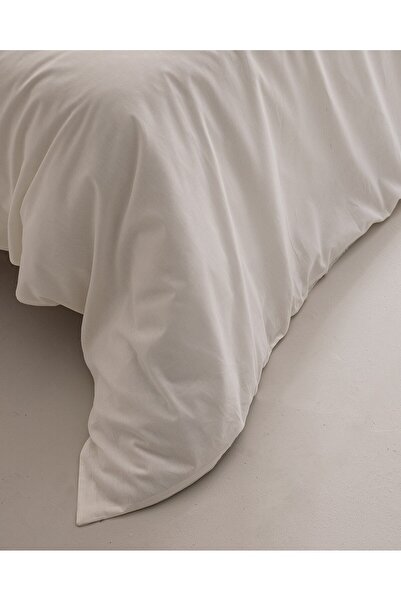 Madame Coco Manon Double 100 % Baumwolle Ranforce Plain Bettbezug – Ecru