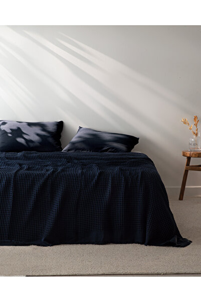 Madame Coco Beatrice Tagesdecke für Doppelbett, 100 % Baumwolle, Marineblau