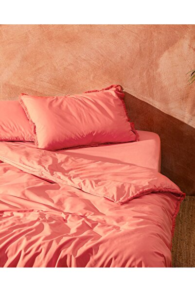 Madame Coco Sona Einzelbettbezug-Set mit Quaste - Koralle