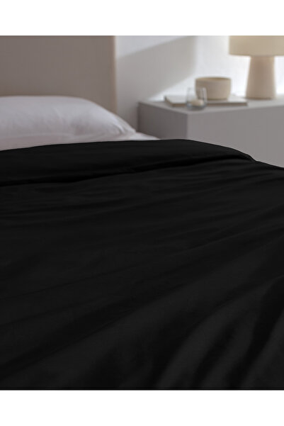 Madame Coco Manon Ranforce Bettbezug, 100 % Baumwolle, Kingsize, einfarbig, Schwarz