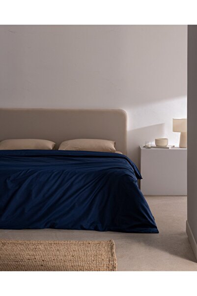 Madame Coco Manon Ranforce Bettbezug, 100 % Baumwolle, einfarbig, Kingsize, Marineblau