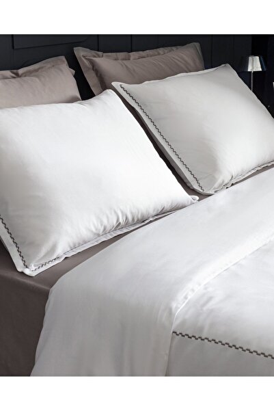 Madame Coco Laila Bettwäsche-Set, Kingsize, 100 % Baumwolle, bestickter Satin, Weiß