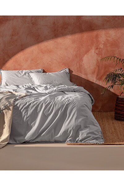 Madame Coco Sona Bettbezug-Set mit Quasten, Kingsize, Grau