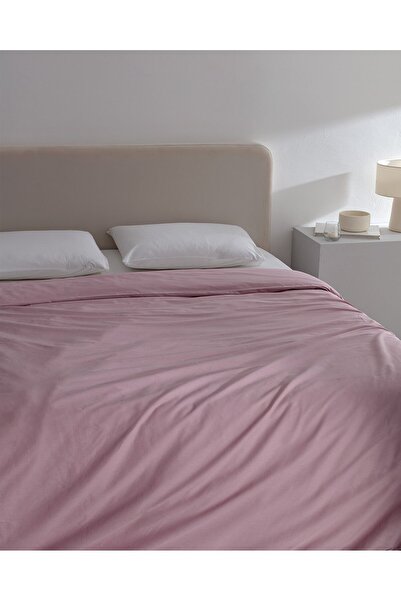 Madame Coco Manon Ranforce Bettbezug, 100 % Baumwolle, Kingsize, einfarbig, Hellpflaume