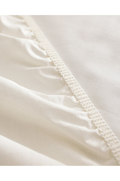 Madame Coco Manon Ranforce Spannbettlaken, 100 % Baumwolle, Kingsize, Ecru