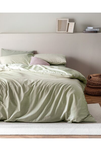 Madame Coco Odette Bettwäsche-Set, Doppelbett, 100 % Baumwolle, Ranforce, bedruckt, Khaki