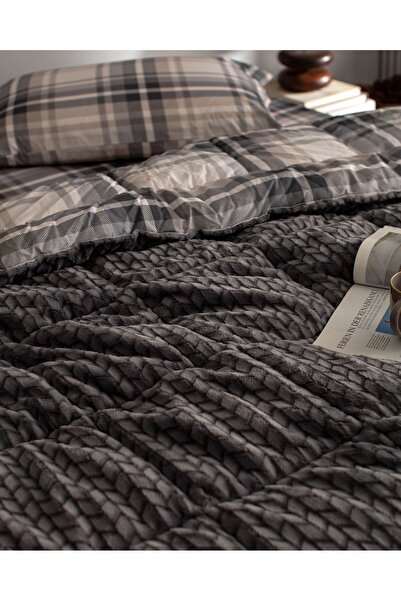 Madame Coco Beth Wellsoft-Bettdeckenset für Doppelbetten, Anthrazit