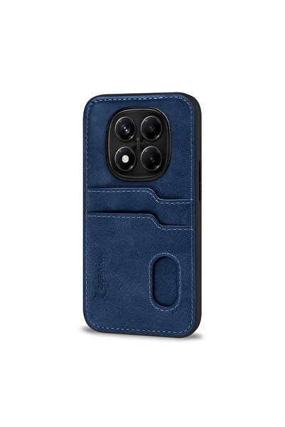 Zebana Xiaomi Redmi Note 14 Pro 5g Compatible Case Zebana Luxury Leather Case with Card Holder Navy Blue