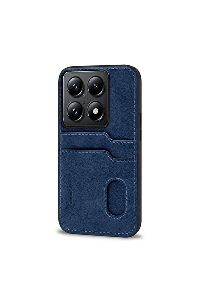 Zebana Xiaomi Mi 14t Pro Compatible Case Zebana Luxury Leather Case with Card Holder Navy Blue