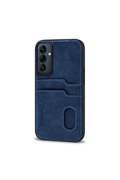 Zebana Samsung Galaxy A56 Compatible Case Zebana Luxury Leather Case with Card Holder Navy Blue