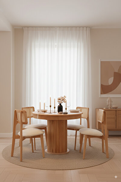 Woodenbend Mirla Natural Ahşap Açılır Masa 100x100 cm – Açılınca 100x130 cm, ...