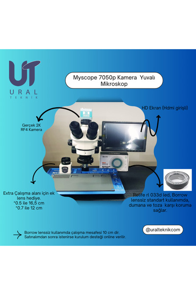 UralTeknik Myscope 7050p Ve Szm Premium Tamir Mikroskop 4k Kamera 13 Inç Full...