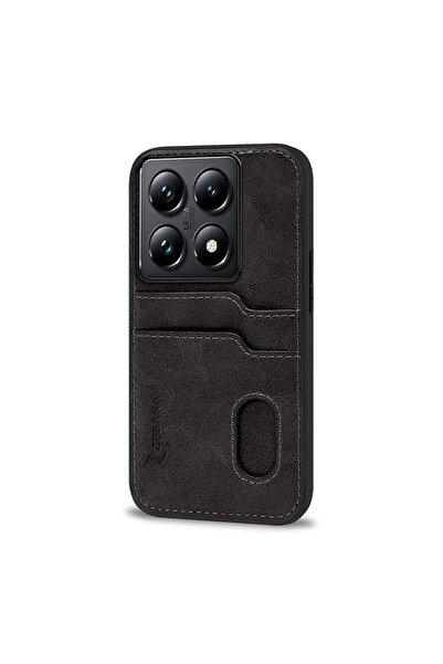 Zebana Xiaomi Mi 14t Pro Compatible Case Zebana Luxury Leather Case with Card Holder Black