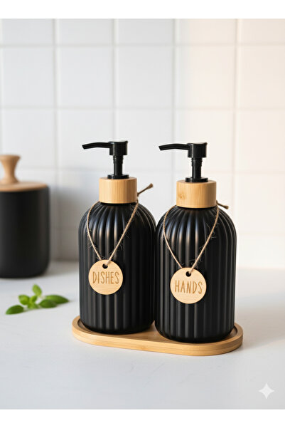 BAROTTİ Modern Cam Ikili Sıvı Sabunluk & Deterjanlık Seti-500 ml Cam Sabunluk...