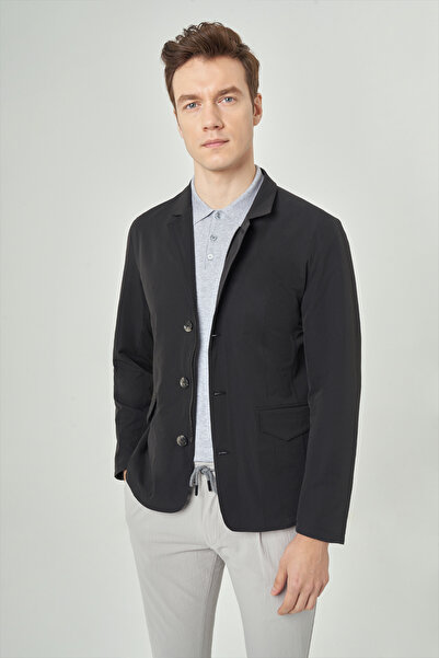 Bisse Siyah Erkek Düğmeli Ceket Mont
