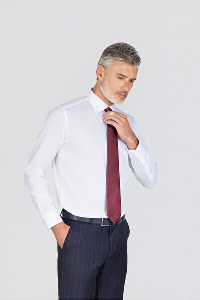 Bisse Platinium İtalyan Kumaş Regular Fit Beyaz Erkek Gömlek
