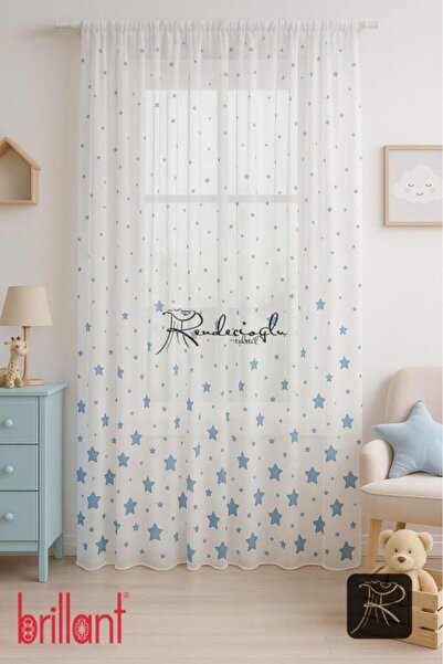 rendecioğlutekstil Brillant Marka Yıldız Desenli Tül Perde