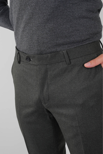 Bisse Haki Yün Flanel Regular Fit Klasik Erkek Pantolon
