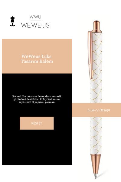 Weweus White Rose Detailed Pattern Shape Luxury Ballpoint Pen