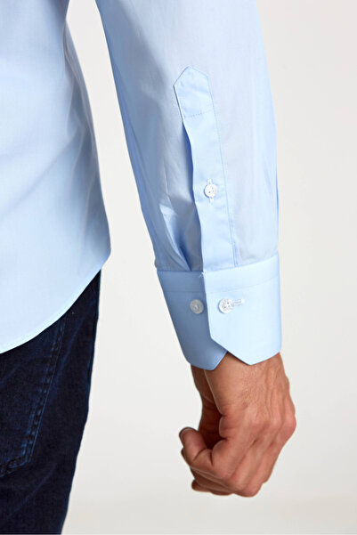 Bisse Regular Fit Açık Mavi Klasik Pamuk Erkek Gömlek