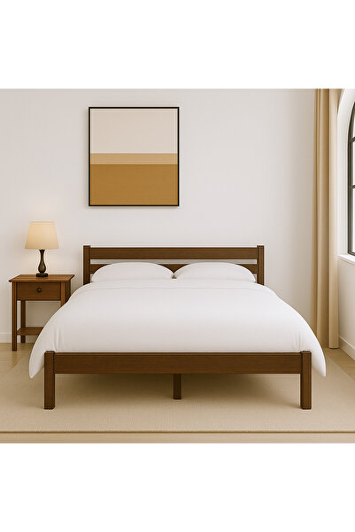 pinoxi Masif Ahşap Karyola 100x200 Cm Doğal Ahşap Ceviz