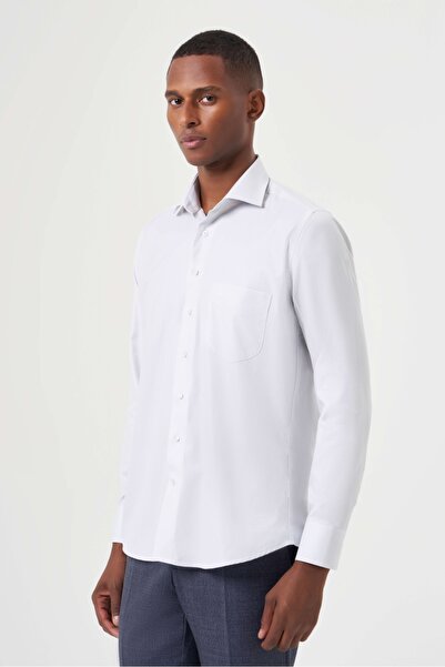 Bisse Regular Fit Açık Gri Basic Klasik Erkek Gömlek