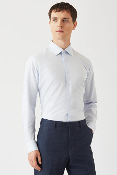 Bisse Regular Fit Mavi Klasik C Yaka Uzun Kollu Erkek Gömlek