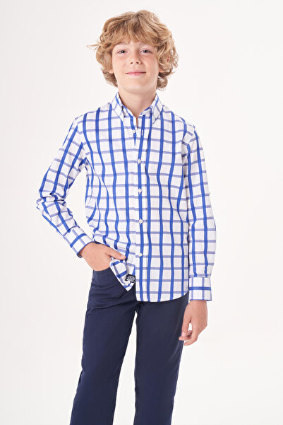 Bisse Regular Fit Collar Buttoned Navy Blue Boy's Shirt