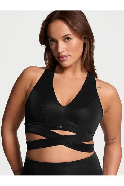 Victoria's Secret VSX Süet Etkili Dekolteli Wrap Sporcu Sütyeni