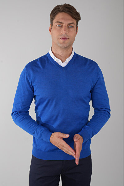Bisse Basic V-Neck Sax Men's Knitwear