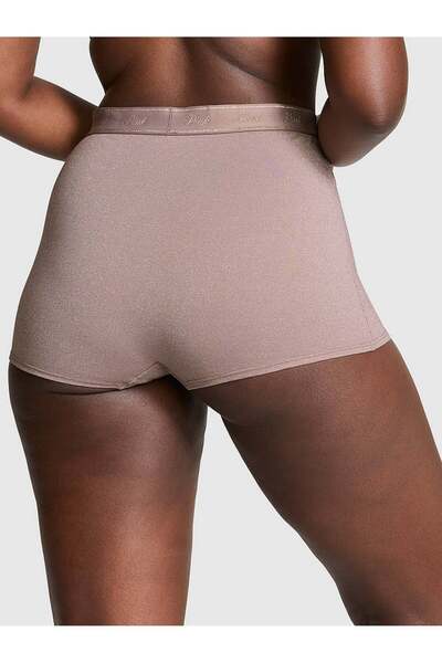 PINK Logo Detaylı Işıltılı Yüksek Bel Boyshort Külot