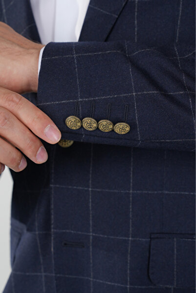 Bisse PCK 24208 MONO YAKA-ÇİFT YIRTMAÇ-6 DR KLS CEKET Lacivert