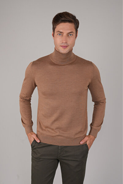 Bisse Erkek Yün Basic Yarım Balıkçı Yaka Triko Camel