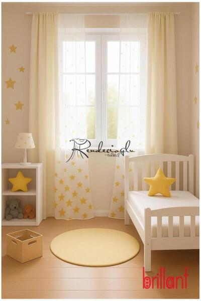 rendecioğlutekstil Brillant Marka Yıldız Desenli Tül Perde