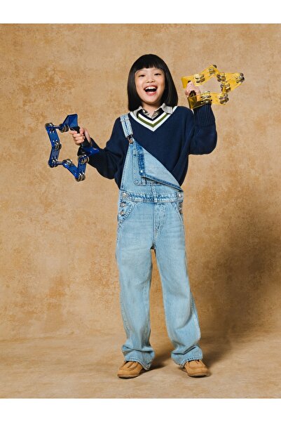 GAP Kız Çocuk Mavi Denim Salopet