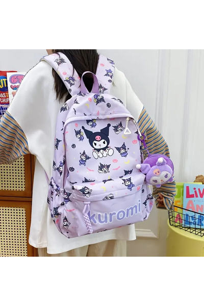 So Iconic Geantă cu personaj Sanrio Kuromi / Rucsac de școală de dimensiuni mari