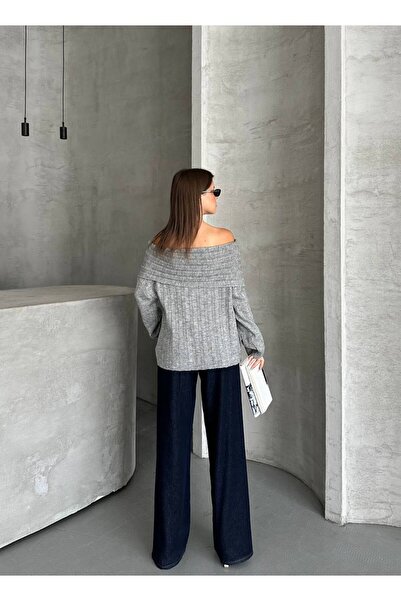 ZF BUTİK Omzu Open-Front Folded Sweater