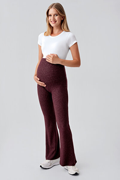Artış Adjustable High Waist Flared Leg Stretchy Soft Textured Viscose Blend Maternity Pants