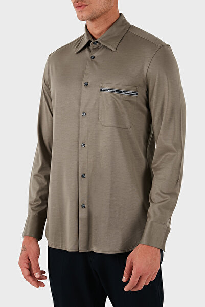 Emporio Armani Logolu Pamuklu Regular Fit Klasik Yaka Gömlek Erkek GÖMLEK EM003055 AF10761 U6189