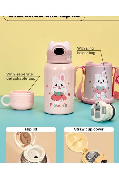 Twisoo Stainless Steel Kids Water Bottle - Leak Proof, Vacuum Insulated with Straw, BPA Free, Hot &