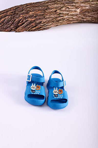 saramary Boy's Blue Orthopedic Non-Slip Sole Animal Figured Sandals Open Front Daily Comfortable Slippers